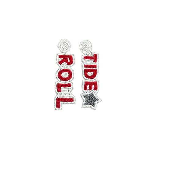 Roll Tide Beaded Earrings - Picture 1 of 1